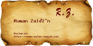 Ruman Zalán névjegykártya